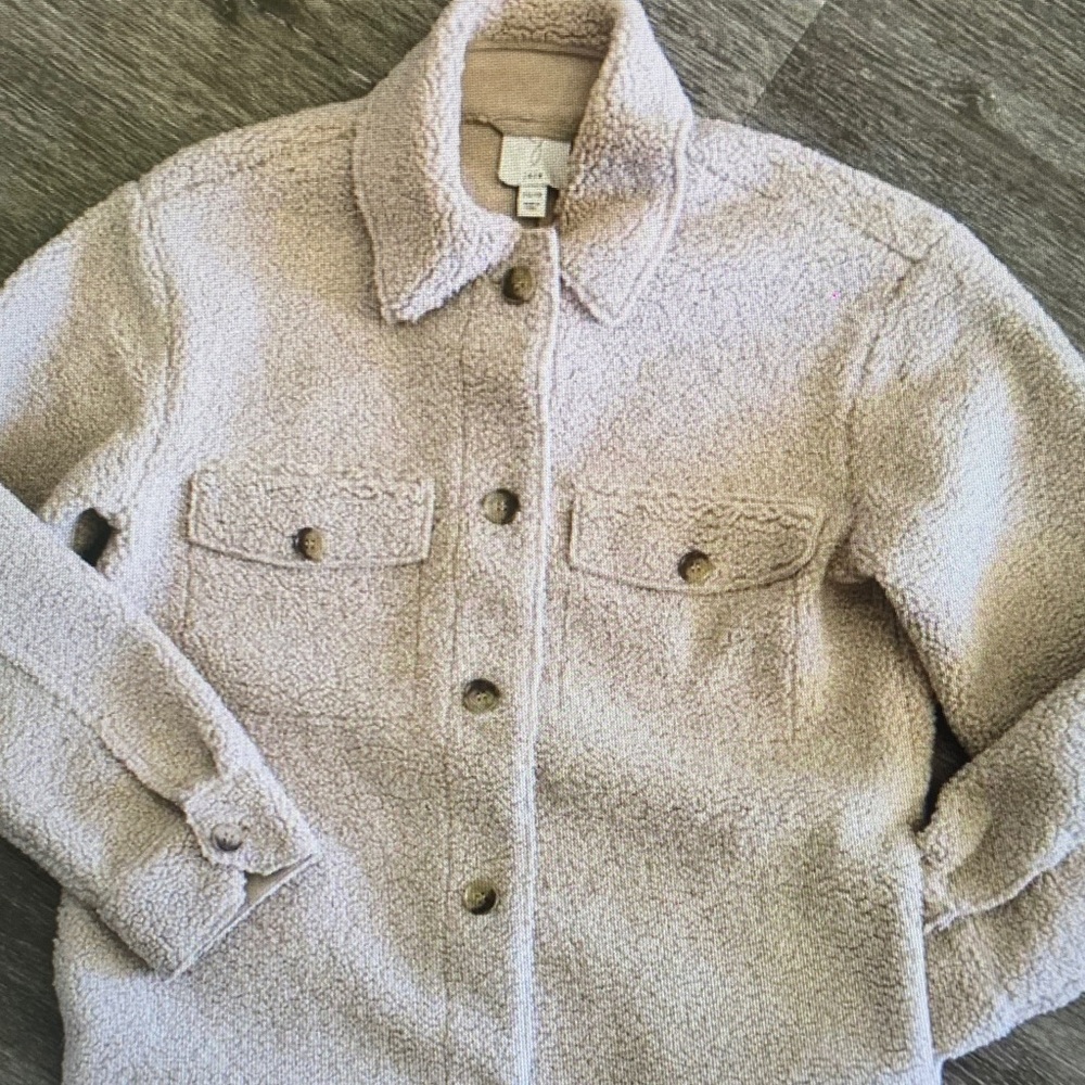 Joie Cream Teddy Sherpa Button-Up Jacket